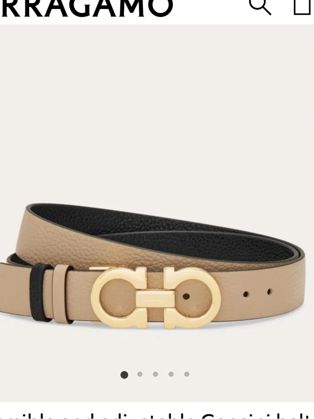 Salvatore Ferragamo Reversible Adjustable Gancini belt - Black/Beige/Gold HW
